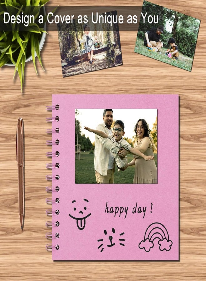 Sprsthai DIY Scrapbook Album 7x7 Inch - Hardcover Kraft Paper Photo Book, Blank Memory Scrap Book for DIY Crafts, Wedding, Anniversary, 40 Pages (20 Sheets), Pink - Image 5