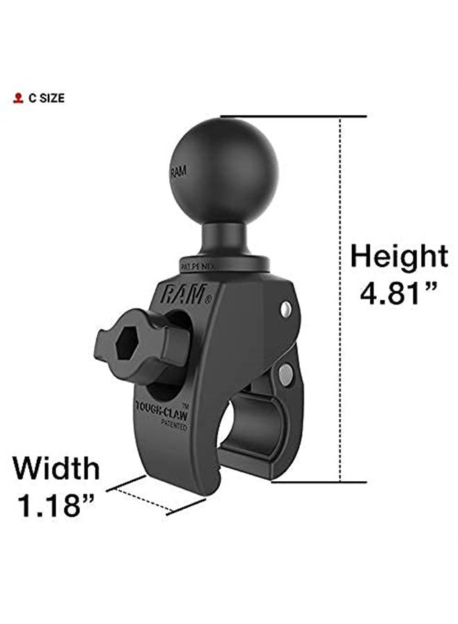 RAM Mounts RAP-400U Tough-Claw Small Clamp Ball Base with C Size 1.5" Ball for Rails 0.625" to 1.14" in Diameter - Image 1