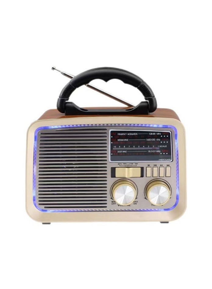 OASIS DESERT USB Mini Radio | High-Fidelity Speaker With Bluetooth And Disco Light Functions For Wireless Broadcasting (Including Fm, Am And Shortwave) Three-Band Radio With Usb Charging And Side Light Functions