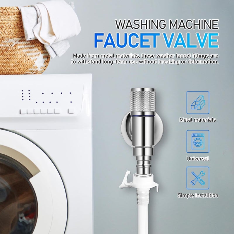 GSAINTLY Washing Machine Faucet Water Spigot with Hose Handle Washing Machine Tap Dishwasher Angle Valve Laundry TapChrome Finish - Image 4