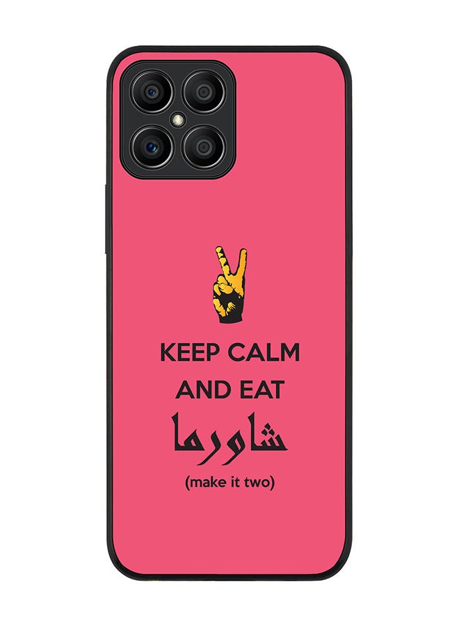 Stylizedd Rugged Black edge case for Honor X8 Slim fit Soft Case Flexible Rubber Edges Anti Drop TPU Gel Thin Cover - Keep Calm And Eat Shawarma (Pink) - Image 1