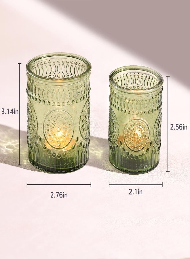 DEVI 8oz Empty Green Embossed Glass Candle Jars for Making Candles Set of 8, Bulk Empty Candle Containers, Glass Tins Making Supplies for Gifts, Wedding Decorations - Image 4