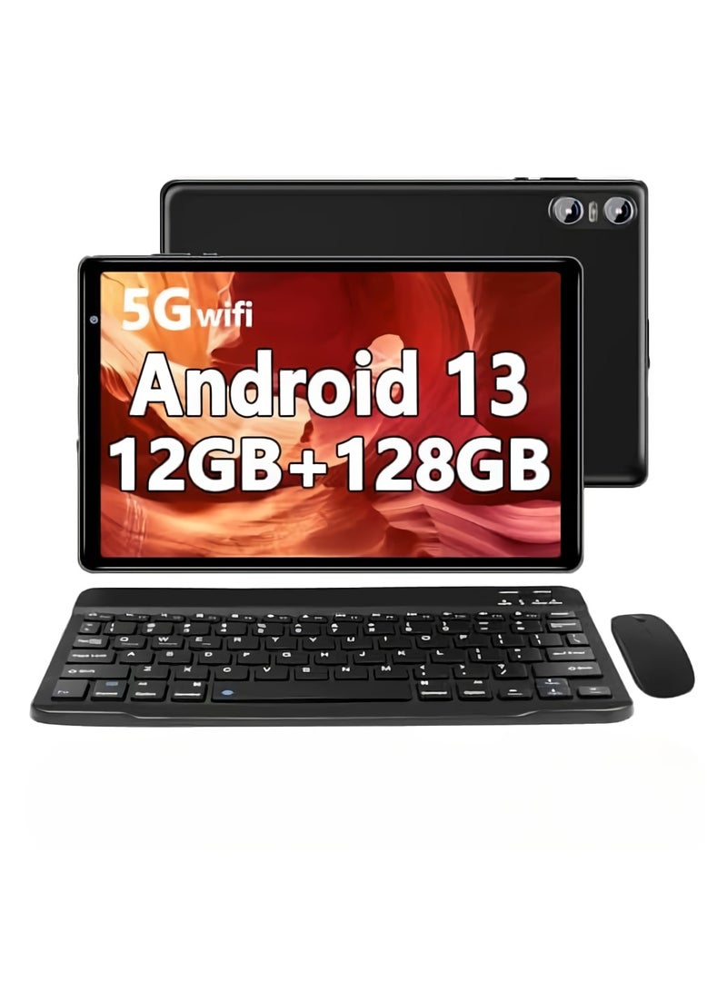 AROAQ S22 Android Tablet, 10 Inch Large Display Entertainment Tablet, 12GB RAM And 128GB ROM Full Network Learning Pad, Portable Durable Touch Pad For Study Entertainment, (Black With Keyboard And Mouse) - Image 1