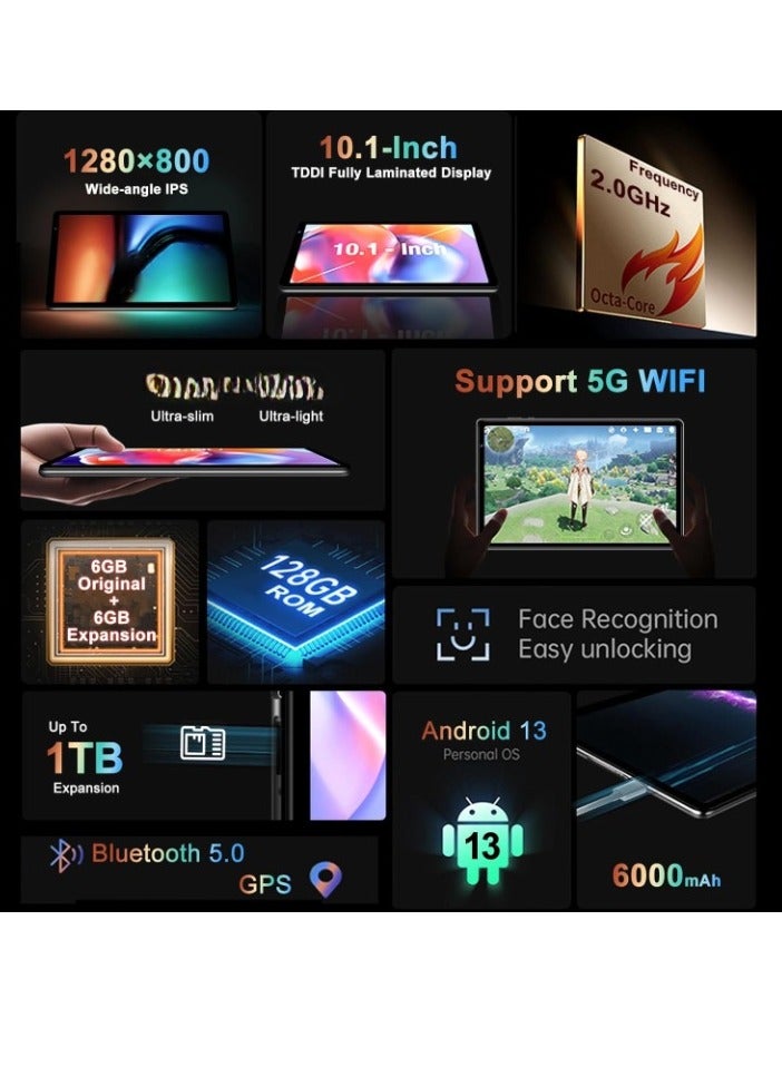 AROAQ S22 Android Tablet, 10 Inch Large Display Entertainment Tablet, 12GB RAM And 128GB ROM Full Network Learning Pad, Portable Durable Touch Pad For Study Entertainment, (Black With Keyboard And Mouse) - Image 3