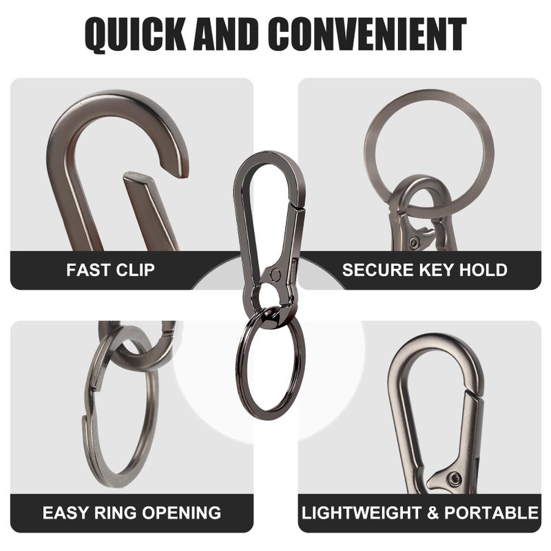PIGORY 4Pcs Keychain for Car Keys, Metal Key Chain Carabiner for Keys, Key Chain Holder Clip Key Organizer Key Ring - Image 3