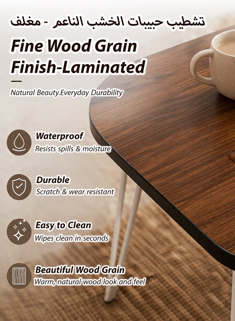 Toshionics Folding Table 60x40x30cm  - Small Foldable Coffee Table, Wooden Chabudai Low Floor Table, Portable Laptop Desk, Waterproof MDF Tabletop Wood Grain Surface with Metal Hairpin Legs, Space-Saving Furniture for Home Living Room, Small Spaces, Apartments, Dormitory, Bedspacer, Study Room, School, Work-from-Home  Small Computer Desk - Image 4