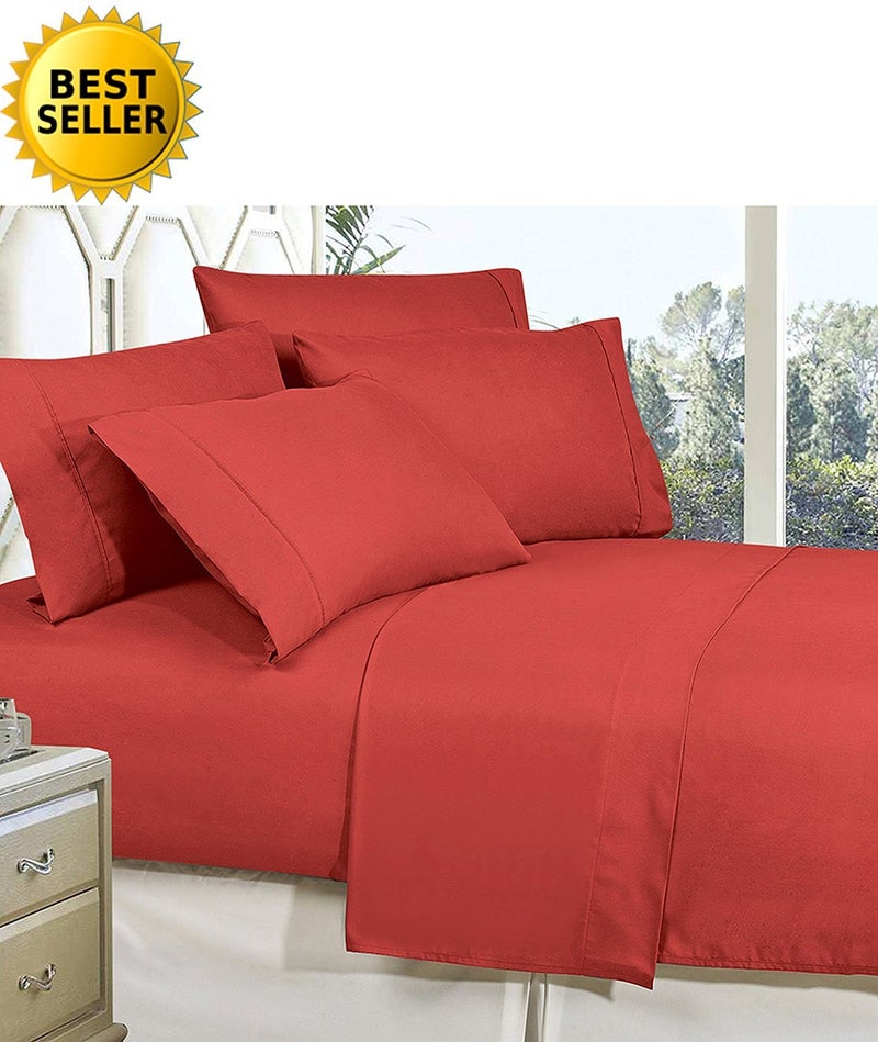CELINE LINEN Best  Softest  Coziest Bed Sheets Ever! 1800 Premier Hotel Quality Wrinkle-Resistant 4-Piece Sheet Set with Deep Pockets  King Rust - Image 4