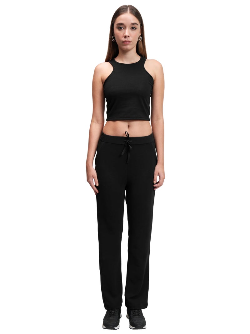 Tokyo Talkies Women Chic Crop Top & Drawstring Trousers Co-ord Set | Shoulder Strap | Stylish | Perfect for Casual Outings & Vacations - Image 1