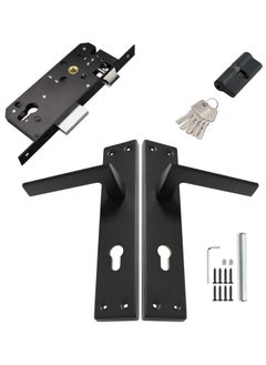 TISMpro Door Handle Lock Set - Aluminum Handle with Lock Body, Cylinder, and 5 Computer Keys with Mounting Screws, TP-7005 Set (Matte Black)  - Image 3