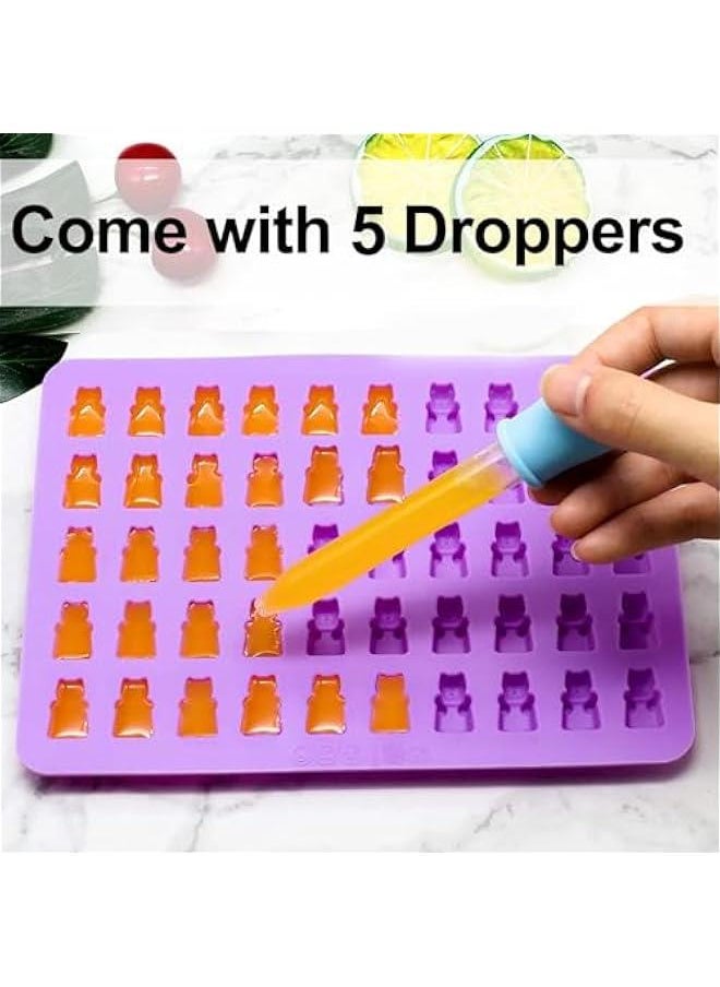 HOOKOR - Durku Bear Candy Molds, 6 Pack Gummy Molds with 5 Droppers, Non-stick Silicone Candy Molds Include Mini Dinosaur, Bear, Hearts, Mini Donut cat's claw and fruit - Image 1