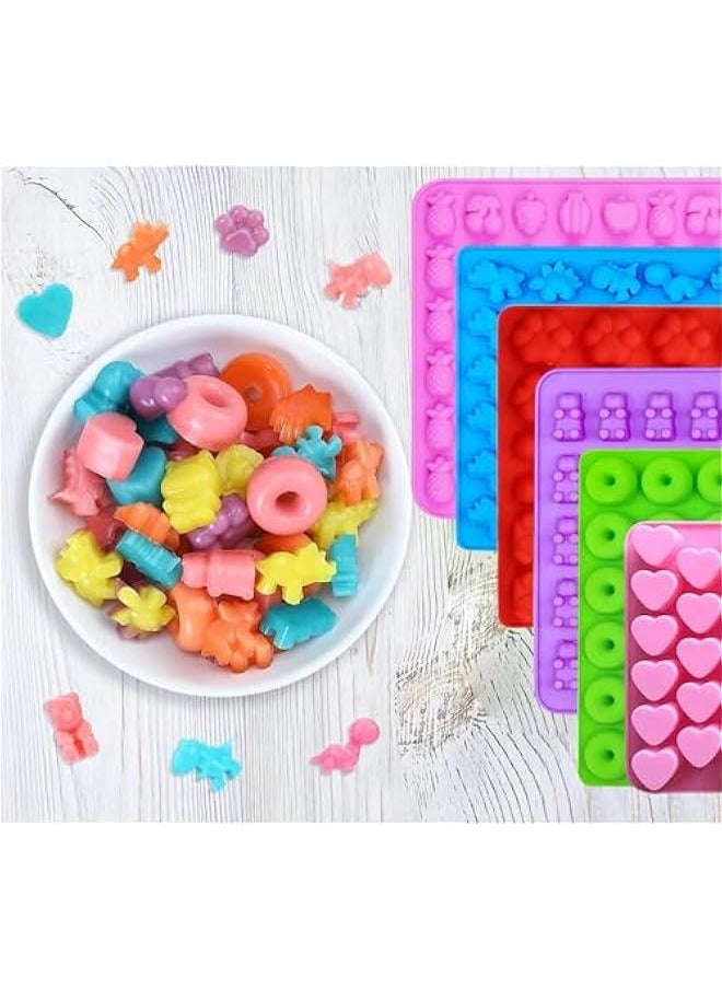 HOOKOR - Durku Bear Candy Molds, 6 Pack Gummy Molds with 5 Droppers, Non-stick Silicone Candy Molds Include Mini Dinosaur, Bear, Hearts, Mini Donut cat's claw and fruit - Image 1