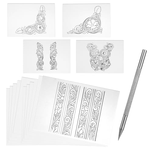 QMNNMA Leather Scriber Pen, Pointy Stainless Steel Picker Pen with Carving Pattern Description Paper for DIY Crafts, Leather Line Description - Image 1