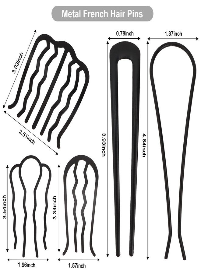 Uintoon French Hair Pin, 10 PCS Black Hair Pins for Women Metal Hair Side Combs, French Pins Hair, U Shaped Hair Pins for Buns Updos, French Pins Hair Stick Pin Hair Combs for Styling Hairpin Hair Accessories - Image 2