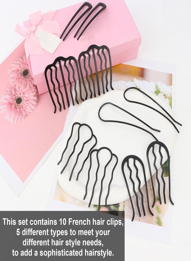 Uintoon French Hair Pin, 10 PCS Black Hair Pins for Women Metal Hair Side Combs, French Pins Hair, U Shaped Hair Pins for Buns Updos, French Pins Hair Stick Pin Hair Combs for Styling Hairpin Hair Accessories - Image 3