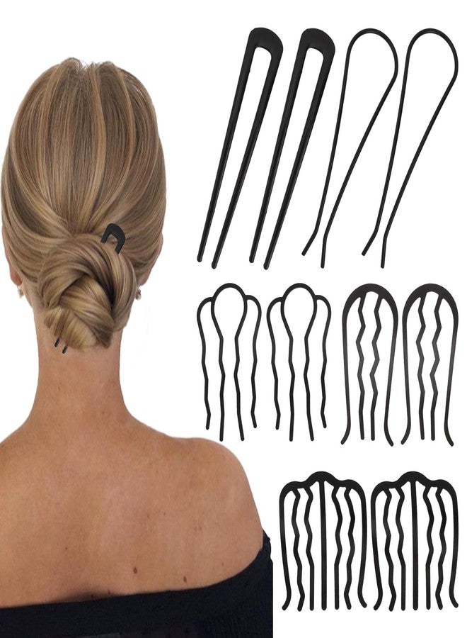 Uintoon French Hair Pin, 10 PCS Black Hair Pins for Women Metal Hair Side Combs, French Pins Hair, U Shaped Hair Pins for Buns Updos, French Pins Hair Stick Pin Hair Combs for Styling Hairpin Hair Accessories - Image 1