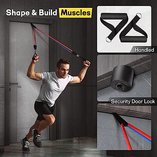 IDELLA Resistance Band Set of 11, Latex Resistance Bands for Heavy Workout, with Foam Handle, Door Anchor, Ankle Strap - Image 4