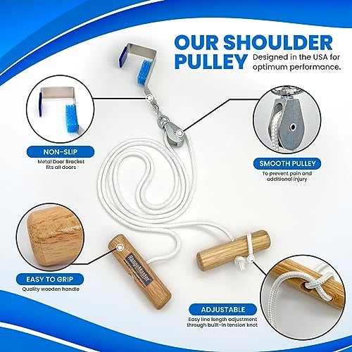 RangeMaster Econo Ranger Shoulder Pulley │ Physical Therapy Exercises │ Aids in Recovery and Rehabilitation │ Increases Mobility │ Wooden Handles for Comfort │ Metal Bracket Door Attachment - Image 2