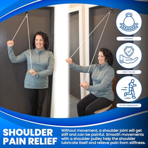 RangeMaster Econo Ranger Shoulder Pulley │ Physical Therapy Exercises │ Aids in Recovery and Rehabilitation │ Increases Mobility │ Wooden Handles for Comfort │ Metal Bracket Door Attachment - Image 3