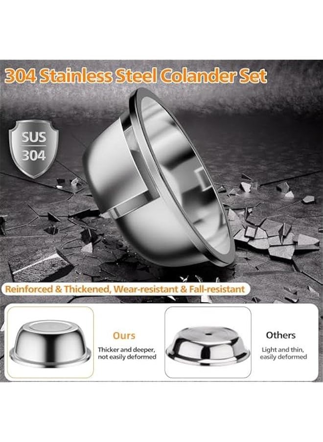 MIXDE 304-Stainless-Steel Colander with Mixing Bowls, 5-Quart Large Capacity, Metal Strainer Set Microporous Colander for Washing u0026 Draining Rice, Fruit, Vegetables, Noodle, Cooked pasta,2PC (5QT)  - Image 5