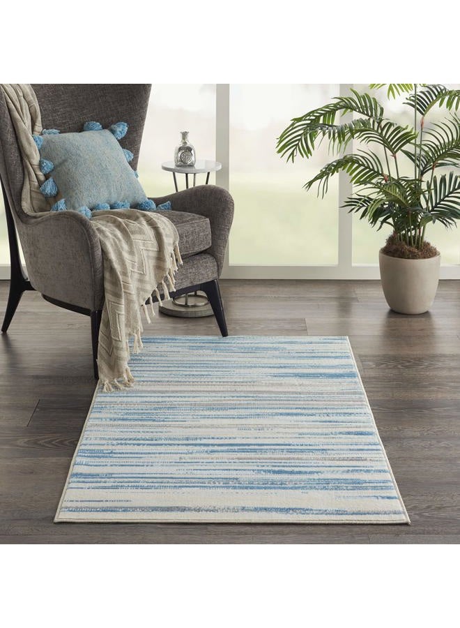 Nourison Jubilant Abstract Blue 3' x 5' Area Rug, Easy Clean, Non Shedding, Bed Room, Living Room, Dining Room, Kitchen (3x5) - Image 1
