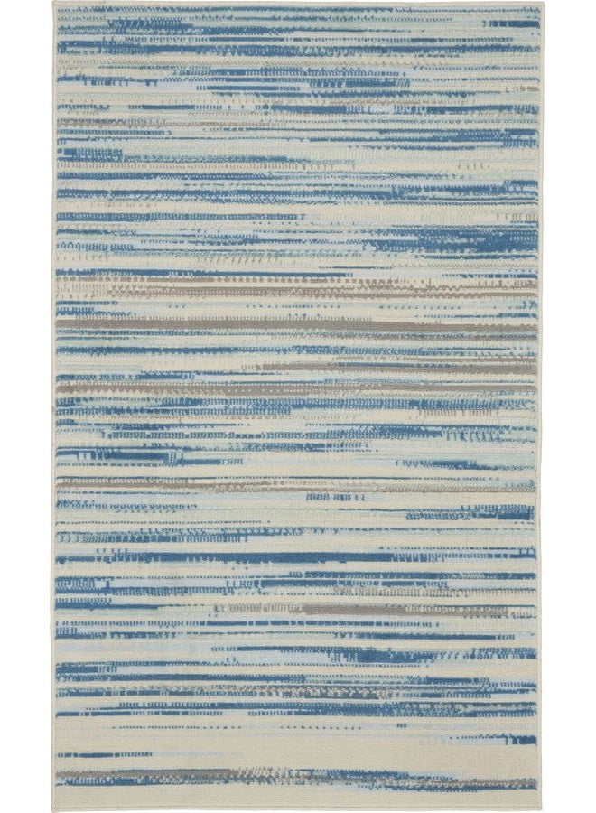 Nourison Jubilant Abstract Blue 3' x 5' Area Rug, Easy Clean, Non Shedding, Bed Room, Living Room, Dining Room, Kitchen (3x5) - Image 2