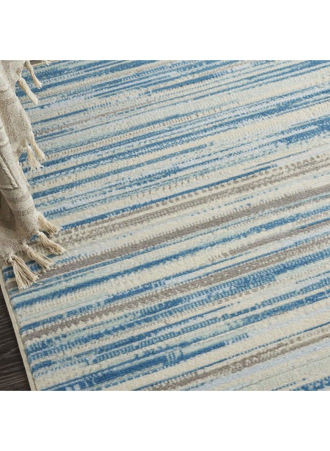 Nourison Jubilant Abstract Blue 3' x 5' Area Rug, Easy Clean, Non Shedding, Bed Room, Living Room, Dining Room, Kitchen (3x5) - Image 3