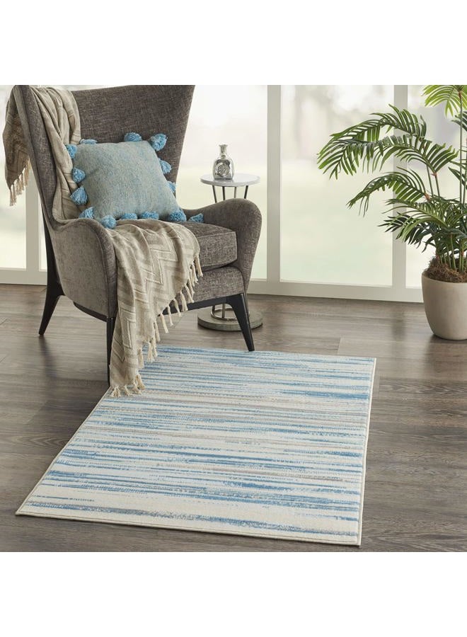 Nourison Jubilant Abstract Blue 3' x 5' Area Rug, Easy Clean, Non Shedding, Bed Room, Living Room, Dining Room, Kitchen (3x5) - Image 4