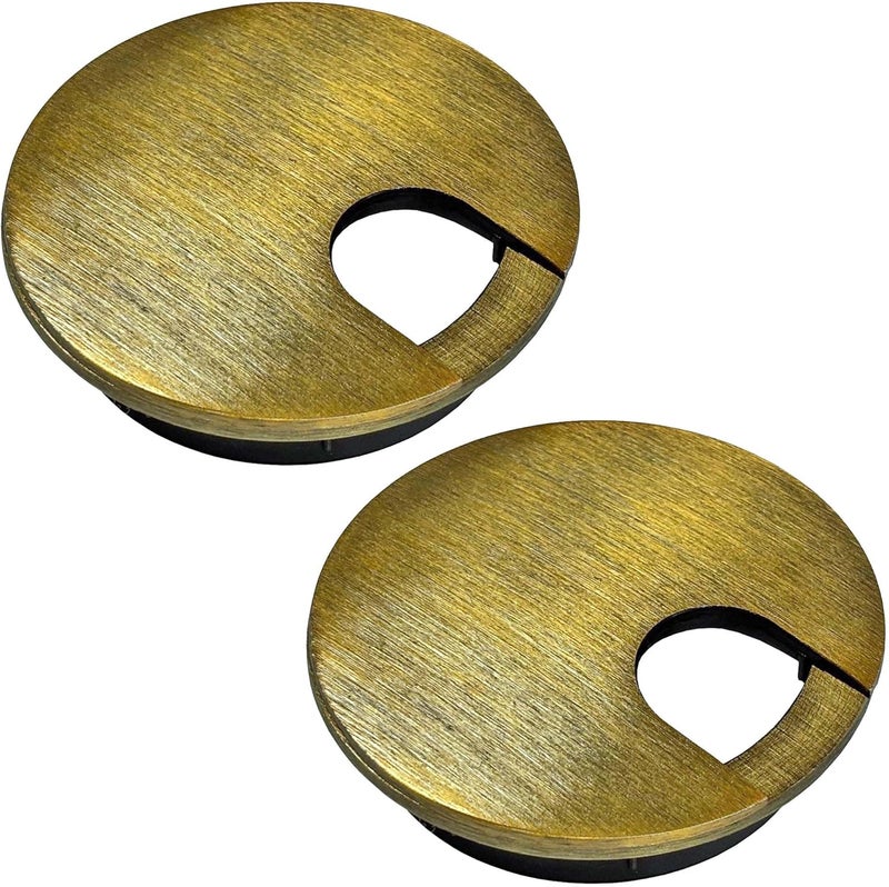 Electri Duct 2-3/8" Metal Desk Grommet Two-Piece Design (Brushed Bronze) | 2 Pack Set - Image 1
