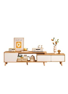 XiuWoo TV Table Adjustable Extendable TV Rack Cabinet Modern Media Storage Stand Console Table Adjustable Length120-200cm Beige and White For Living room Bedroom Office  - Image 5