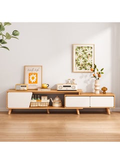 XiuWoo TV Table Adjustable Extendable TV Rack Cabinet Modern Media Storage Stand Console Table Adjustable Length120-200cm Beige and White For Living room Bedroom Office  - Image 2
