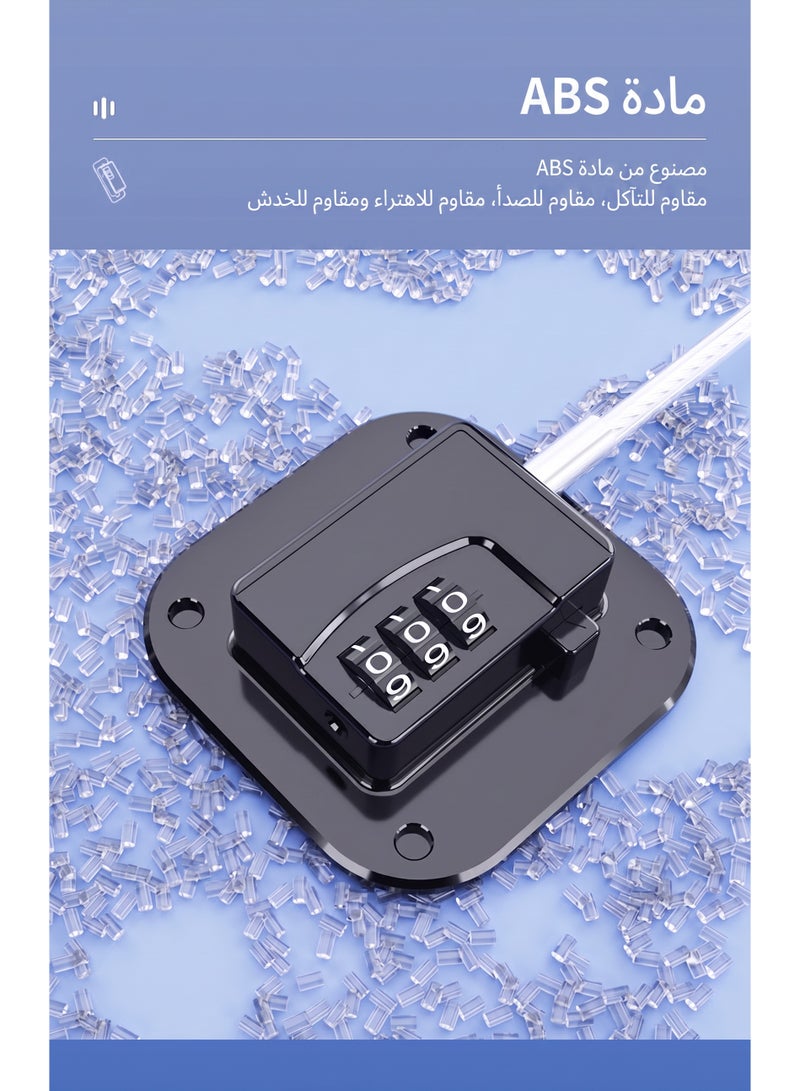 قفل نافذة أمان للأطفال، قفل نافذة مكون من ثلاثة أرقام، مصنوع من مادة ABS، قفل أمان مضاد للسقوط للمنازل والخزانات والخزائن، أسود - Image 4