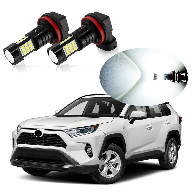 MEALAM 6000K Xenon White H11 H8 LED Fog Lights Bulb Compatible with 2016 2017 2018 2019 2020 2021 Toyota RAV4 Pack of 2