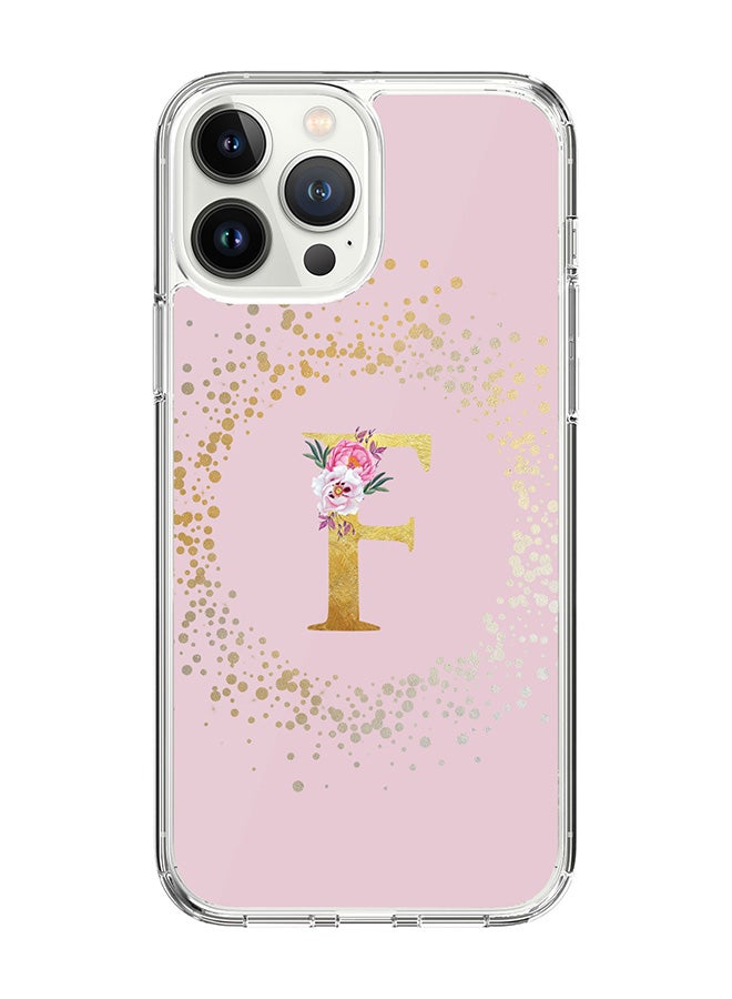 Stylizedd Classic Clear Case For iPhone 15 Pro Max, Hybrid Soft Case Thin Cover- Custom Monogram Initial Letter Floral Pattern Alphabet - F(Pink) - Image 1