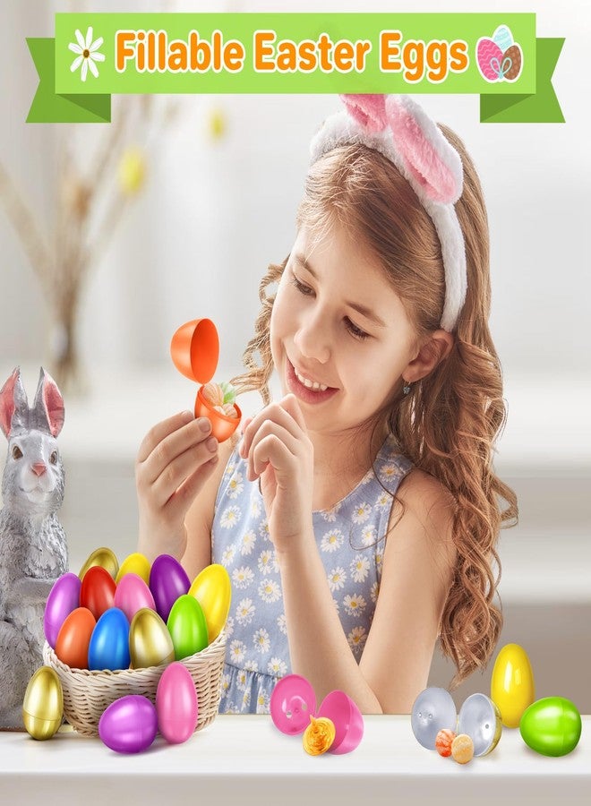 spring flower SpringFlower 61 PCS 2.3" Plastic Easter Eggs With Golden Easter Eggs, Empty Easter Eggs Fillable, Colorful Bright Plastic Eggs Bulks for Easter Hunt, Easter Basket Stuffers, Easter Party Favor - Image 3