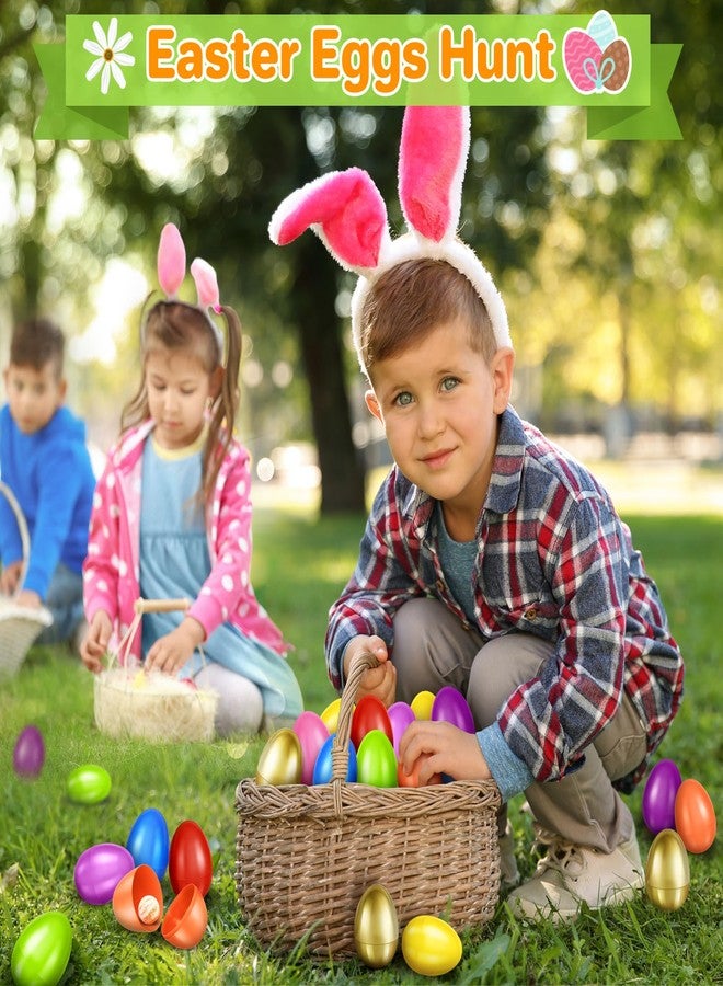 spring flower SpringFlower 61 PCS 2.3" Plastic Easter Eggs With Golden Easter Eggs, Empty Easter Eggs Fillable, Colorful Bright Plastic Eggs Bulks for Easter Hunt, Easter Basket Stuffers, Easter Party Favor - Image 4