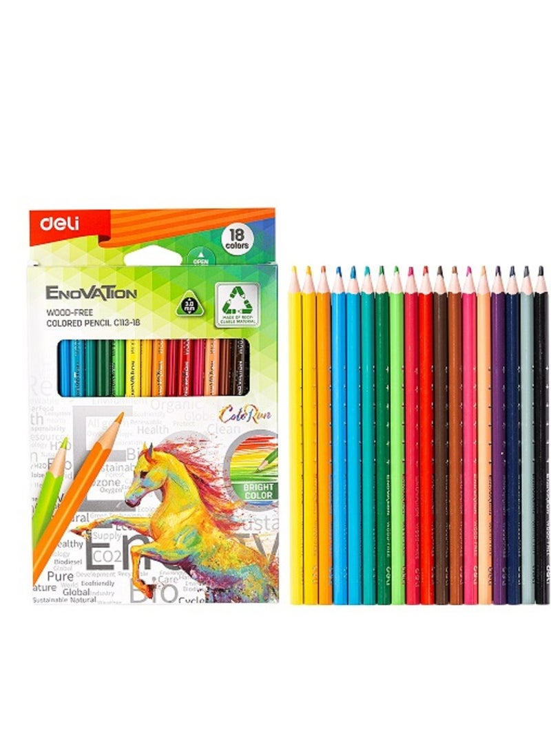 Deli قلم رصاص ملون قابل لإعادة التدوير 18 لون C11318 - Image 1