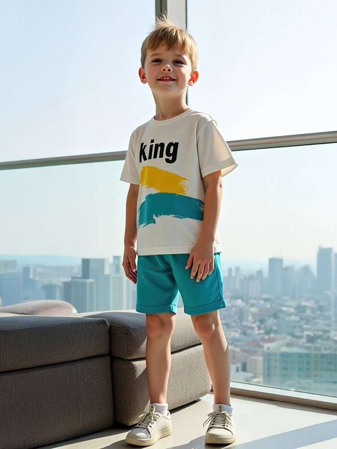 تايك تو طقم تي شيرت وشورت بطبعات جرافيك للأطفال من تيك تو (قطعتين) - Image 3