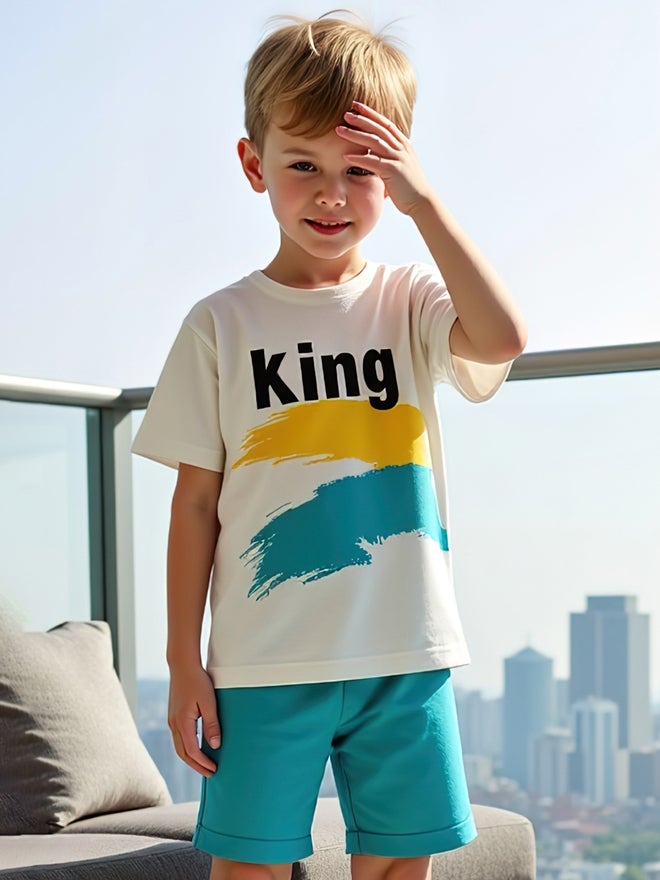 تايك تو طقم تي شيرت وشورت بطبعات جرافيك للأطفال من تيك تو (قطعتين) - Image 5