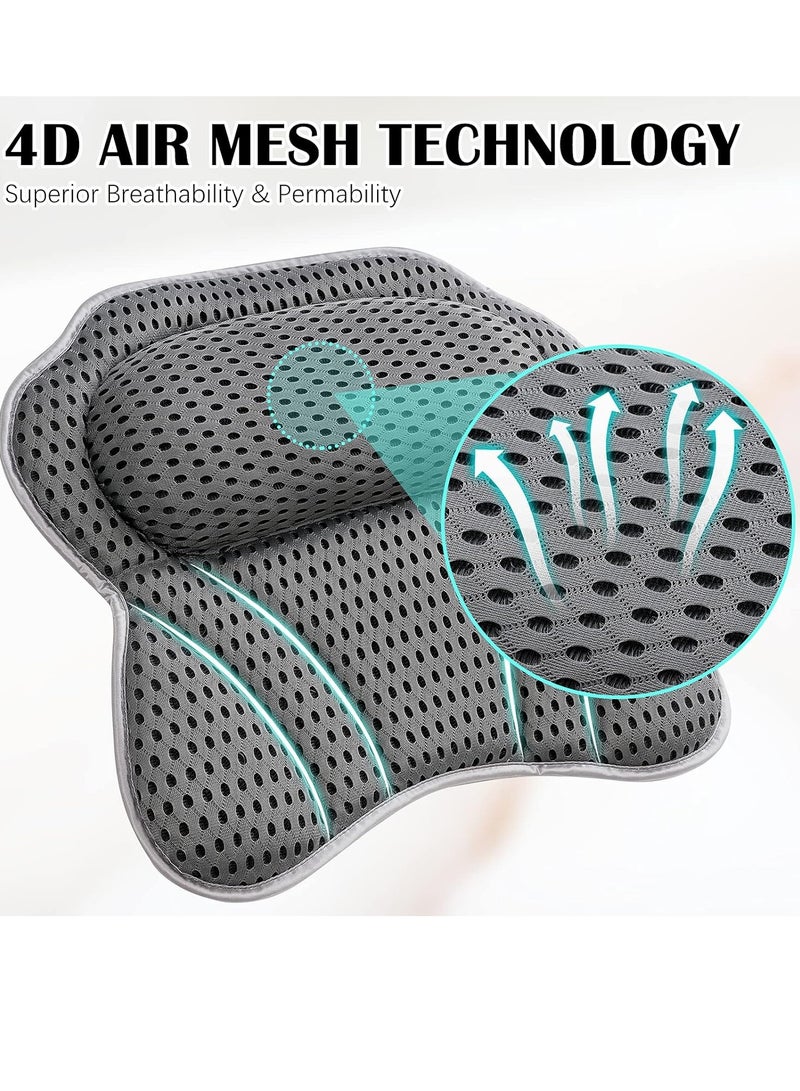 Idle Hippo Bath Pillow Spa Bathtub Pillow with Non-Slip Suction Cups, Head, Neck, Back & Shoulder Rest Support, Soft & Luxury Bathtub Cushion, Bath Pillow Fit Hot Tub, Bathtub (Grey 4D Luxury Bath Pillow)  - Image 3