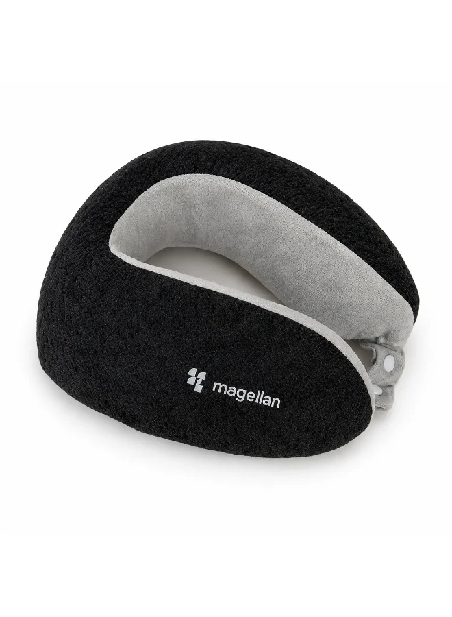 MAGELLAN Travel Neck Pillow – Soft & Ergonomic Neck Support Cushion with Front Snap Closure for Airplane, Car, Train & Office Use