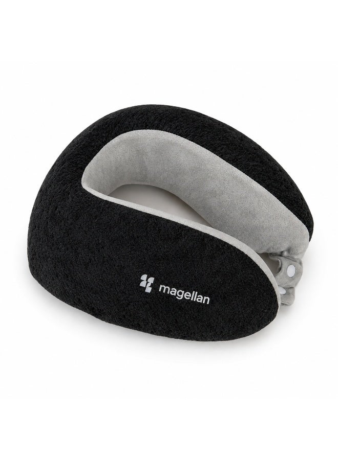 MAGELLAN Travel Neck Pillow – Soft & Ergonomic Neck Support Cushion with Front Snap Closure for Airplane, Car, Train & Office Use - Image 1
