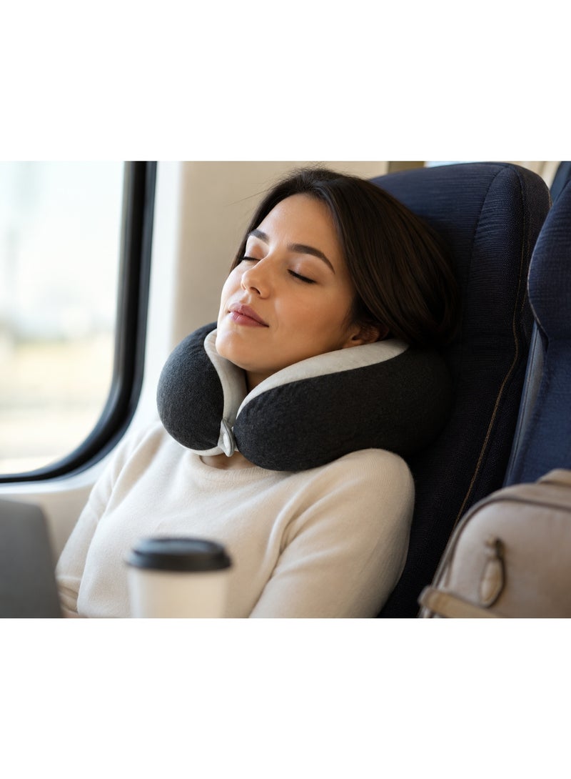 MAGELLAN Travel Neck Pillow – Soft & Ergonomic Neck Support Cushion with Front Snap Closure for Airplane, Car, Train & Office Use - Image 2