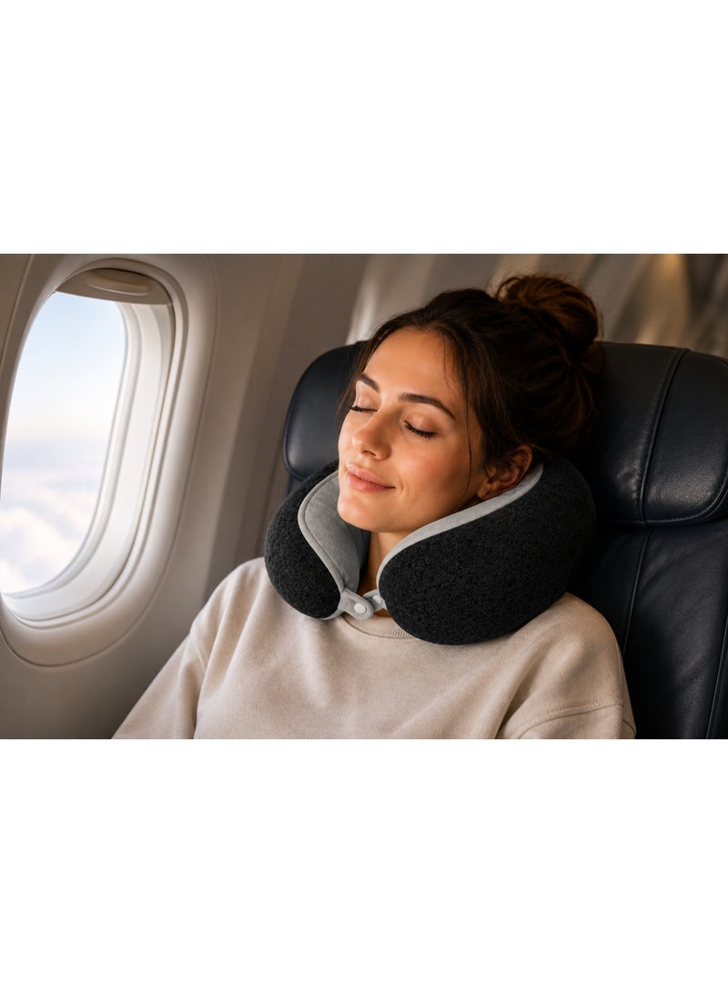 MAGELLAN Travel Neck Pillow – Soft & Ergonomic Neck Support Cushion with Front Snap Closure for Airplane, Car, Train & Office Use - Image 3