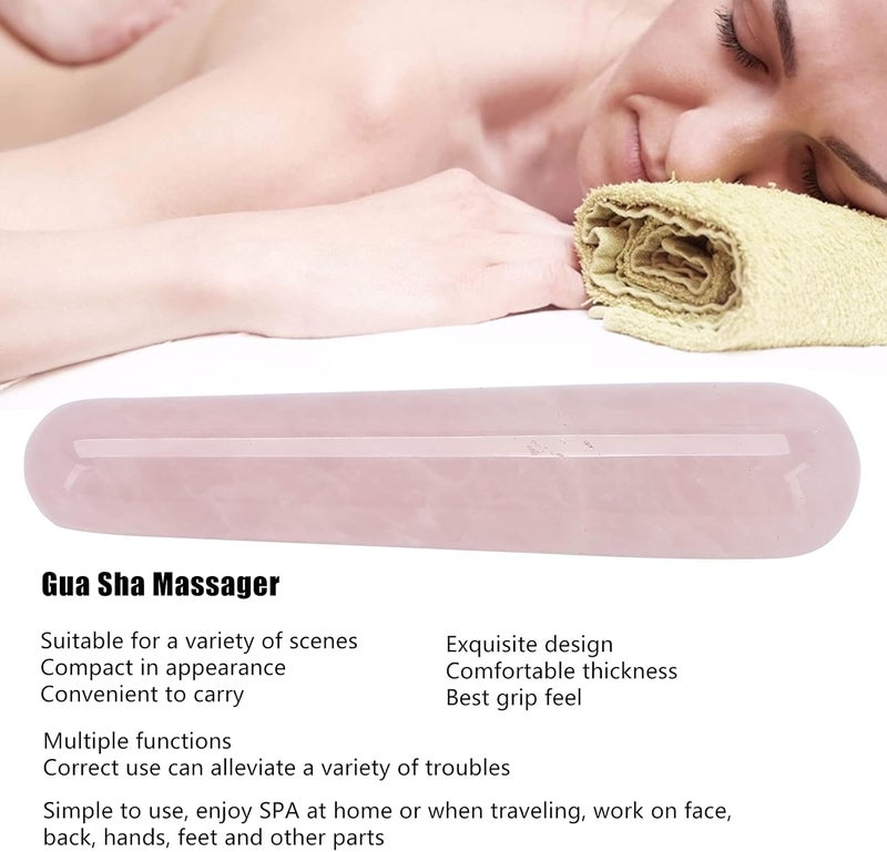 Junlucki Massage Stick, Compact and Portable Jade Stone Massage Wand Rose Quartz for Back/Hands/Feet/Neck/Shoulder - Image 2