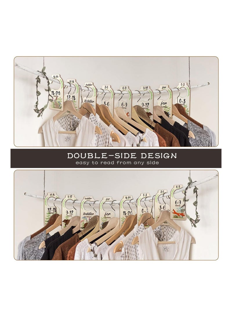Y&D Wood Baby Clothes Wardrobe Dividers, Nursery Storage Organiser, Age Hanger Animal Design Closet Rail Dividers from Newborn to 24 Months Shower Gifts(8Pcs) - Image 4