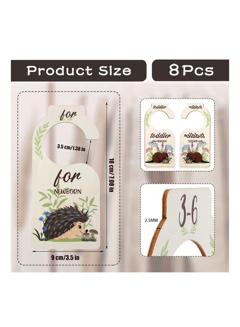 Y&D Wood Baby Clothes Wardrobe Dividers, Nursery Storage Organiser, Age Hanger Animal Design Closet Rail Dividers from Newborn to 24 Months Shower Gifts(8Pcs) - Image 5