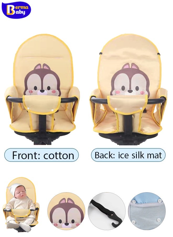 Berma Baby وسادة مقعد للأطفال حديثي الولادة، وسادة مقعد عربة الأطفال، فائقة النعومة، قابلة للتنفس، وسادة مقعد قابلة للتعديل، مناسبة لجميع المواسم، قابلة للعكس (أصفر) - Image 1