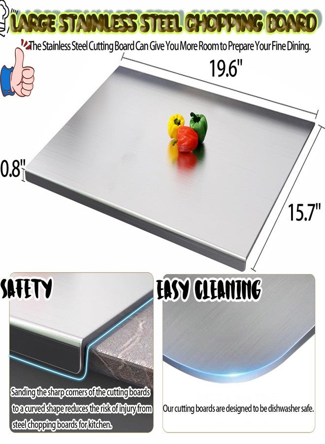 VEMJO Large Chopping Boards For Kitchen Stainless Steel Cutting Board Safe Stainless Steel Chopping Board Cutting Boards For Kitchen Cutting Board (L19.6*W15.7 in) - Image 2