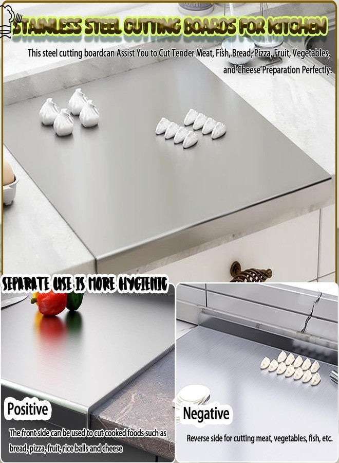 VEMJO Large Chopping Boards For Kitchen Stainless Steel Cutting Board Safe Stainless Steel Chopping Board Cutting Boards For Kitchen Cutting Board (L19.6*W15.7 in) - Image 4
