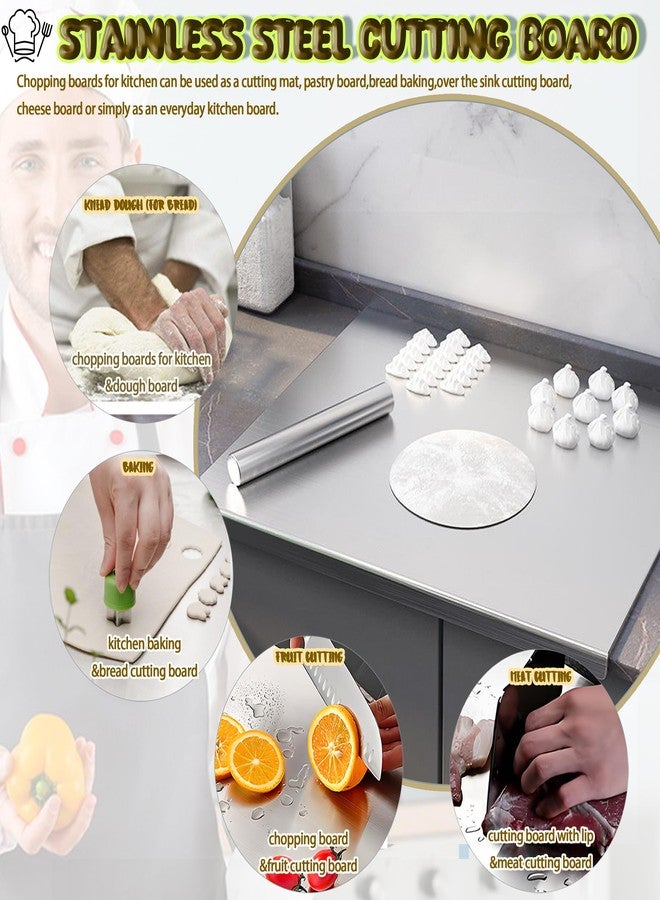 VEMJO Large Chopping Boards For Kitchen Stainless Steel Cutting Board Safe Stainless Steel Chopping Board Cutting Boards For Kitchen Cutting Board (L19.6*W15.7 in) - Image 3